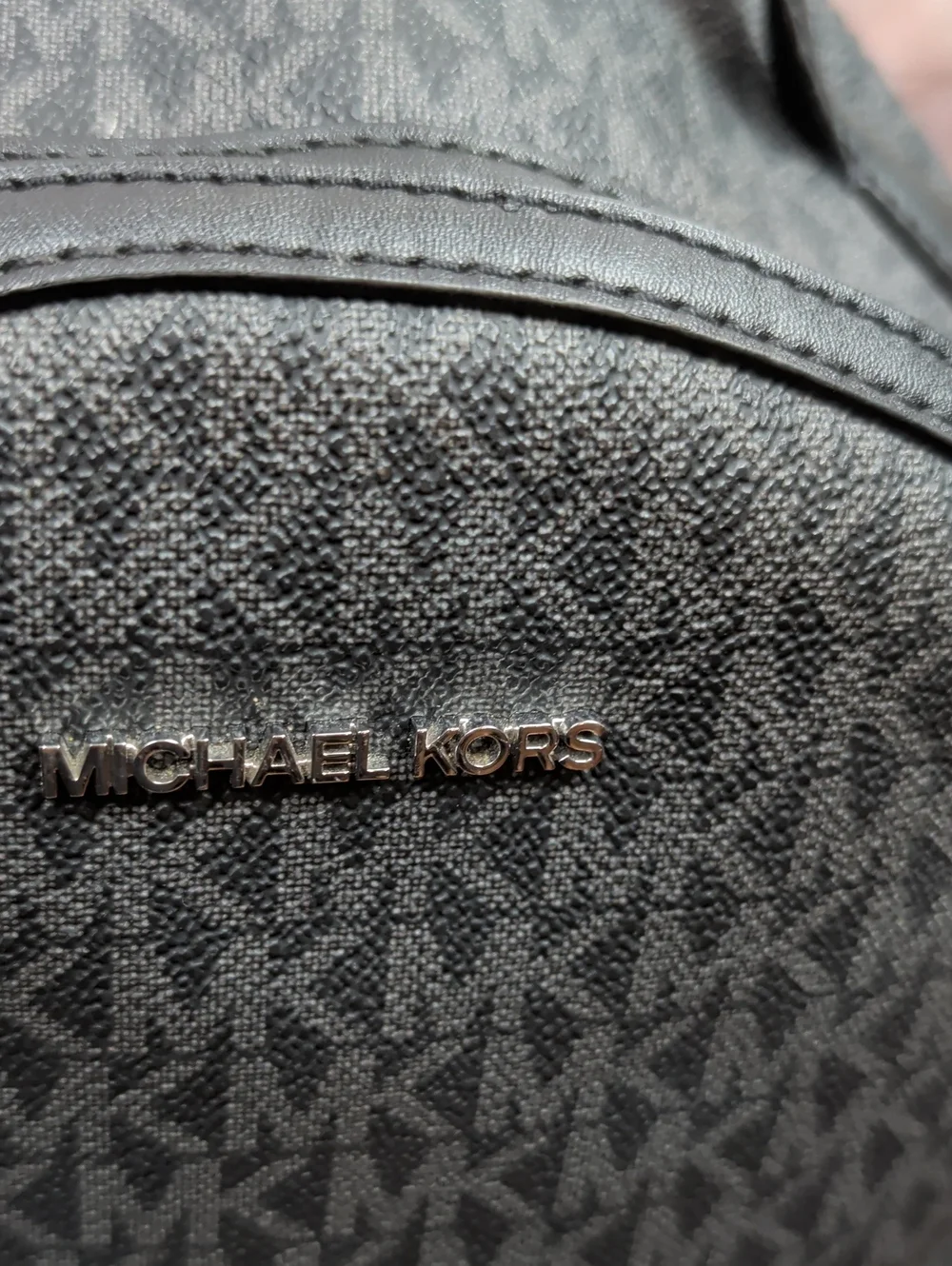 Michael Kors Dark Gray Black Signature Backpack Purse Like New